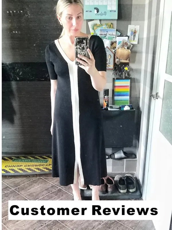 Elegant Vintage Short Sleeve Knitted Slim Maxi Dresses