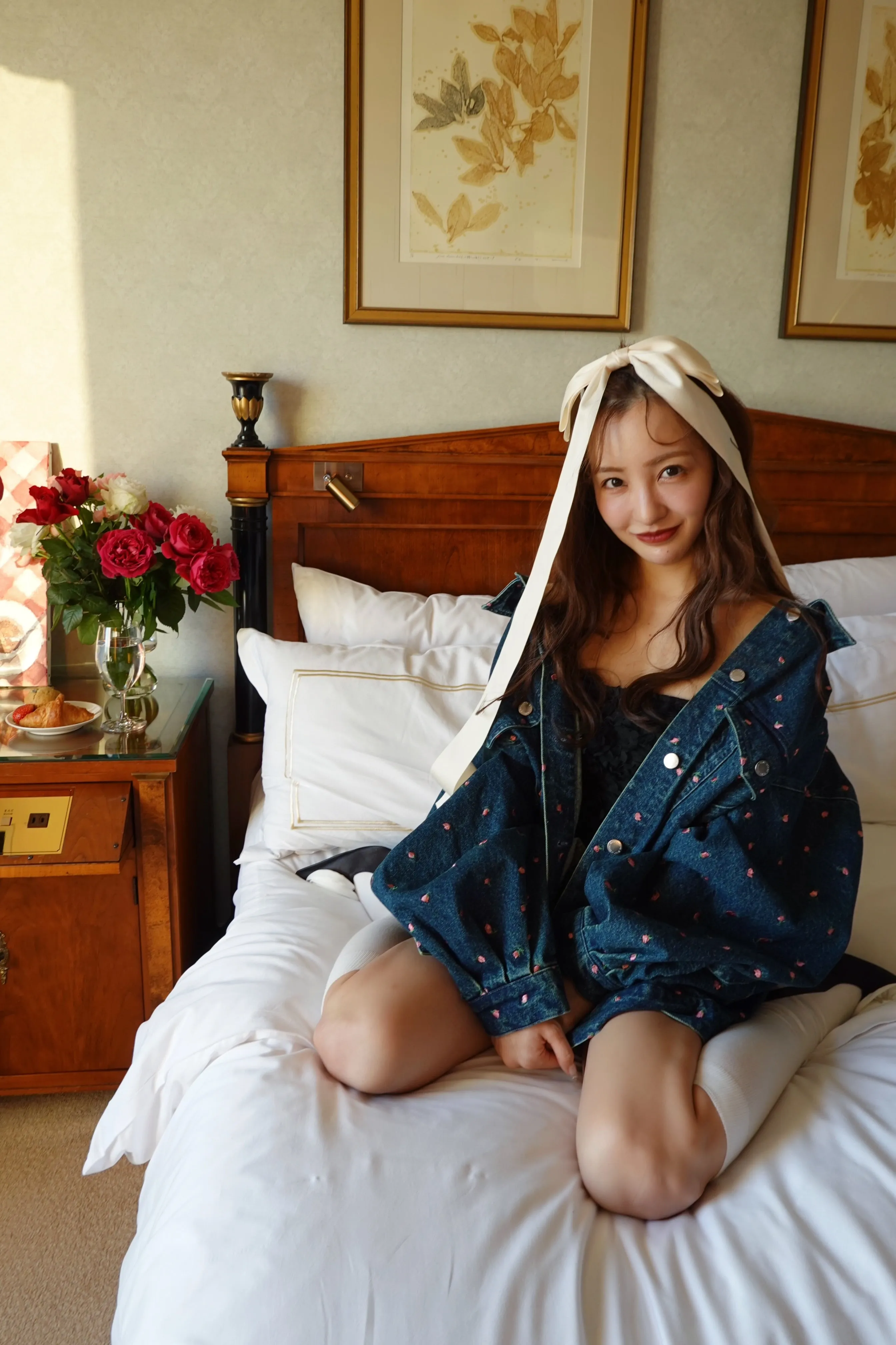 Embroidery Flower denim culottes - INDIGO