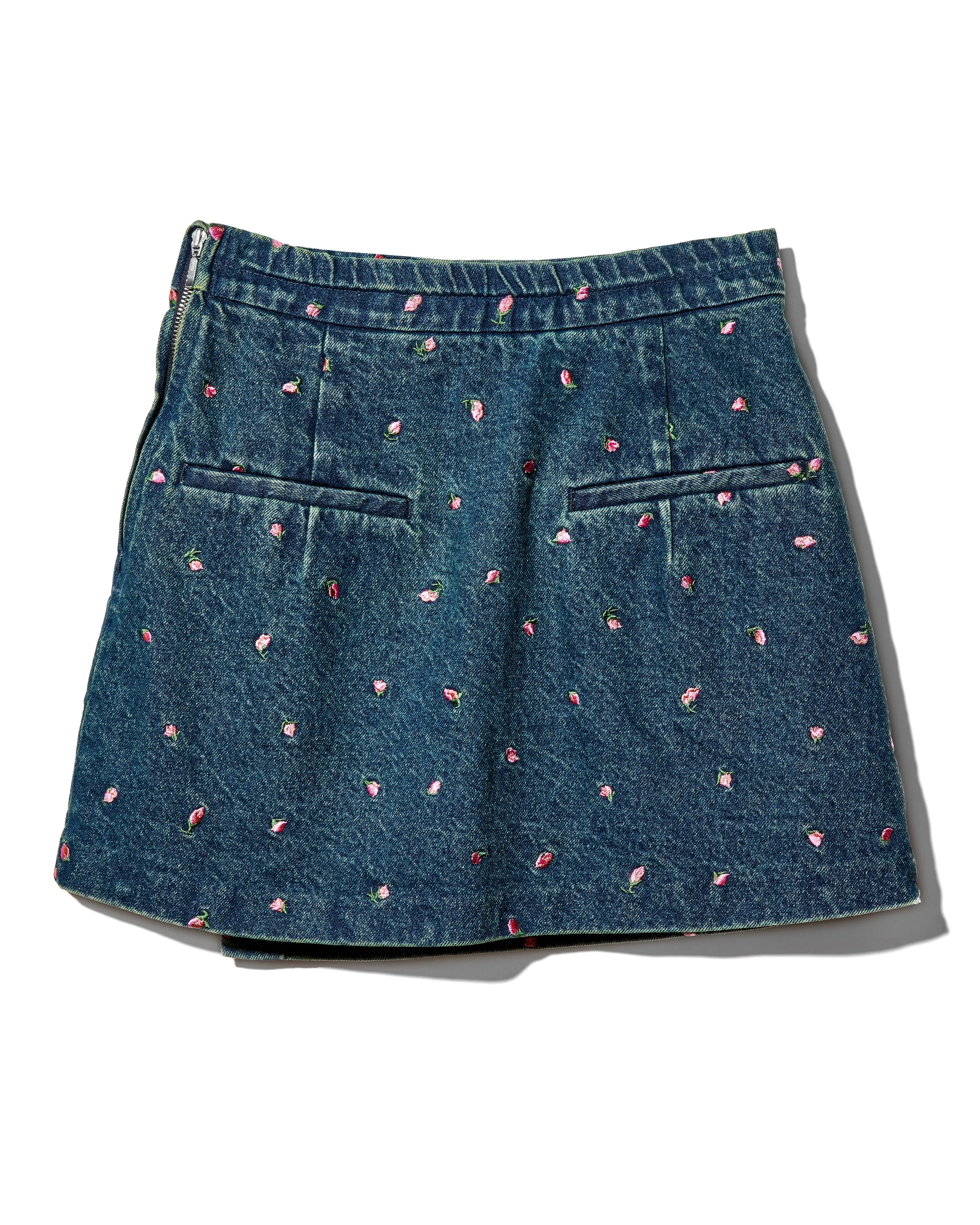 Embroidery Flower denim culottes - INDIGO