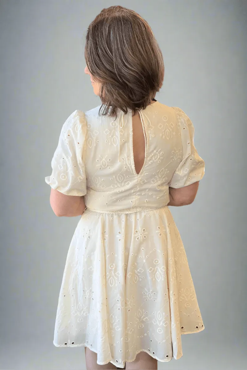 Eyelet Belted Mini Dress