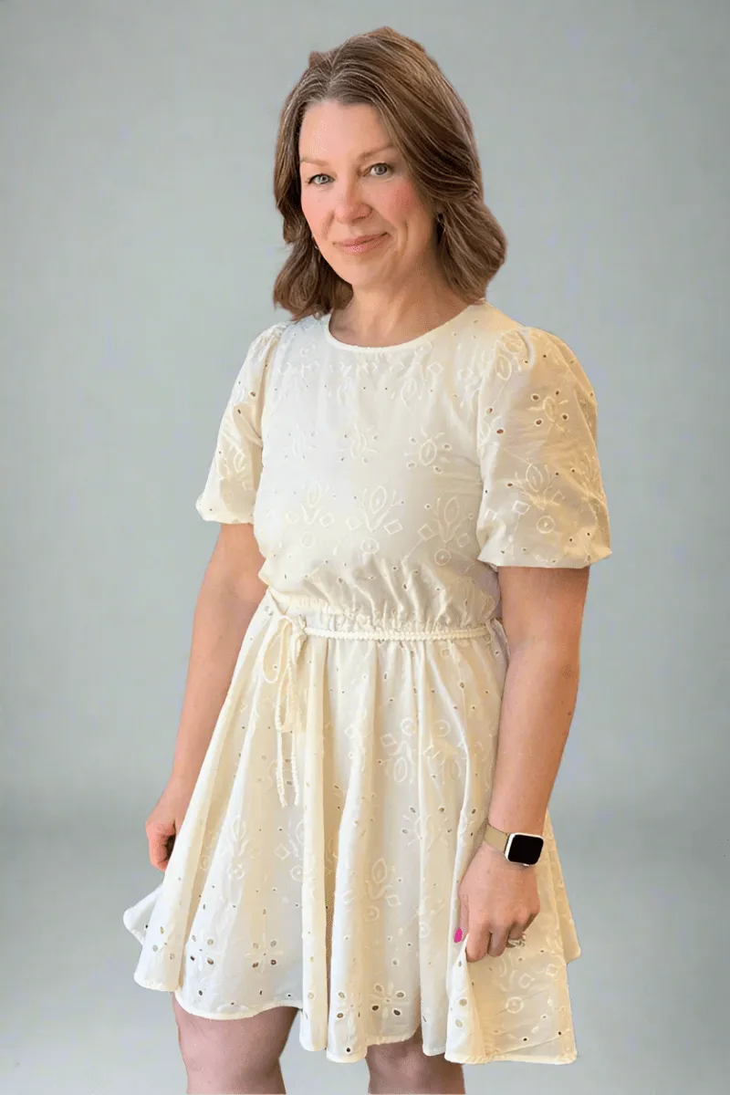 Eyelet Belted Mini Dress