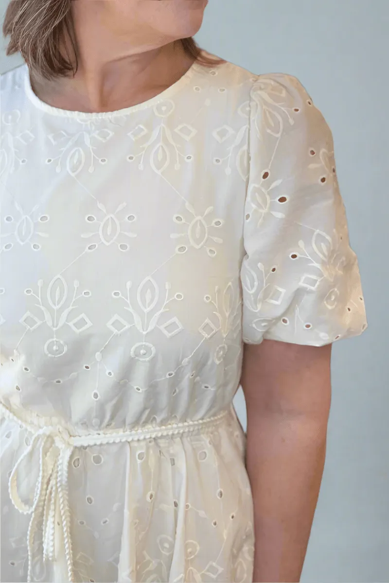 Eyelet Belted Mini Dress