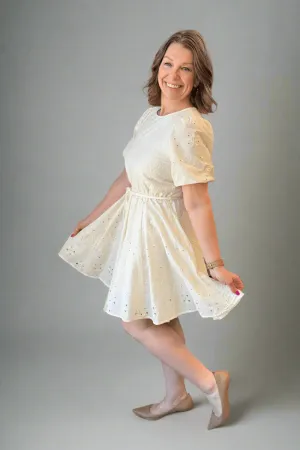 Eyelet Belted Mini Dress