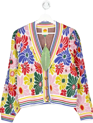 FARM RIO Multicoloured Sunny Daisies Knit Cardigan UK XS