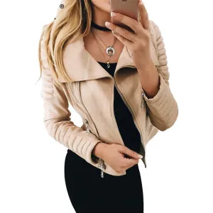 Faux leather suede outerwear & coats Short slim basic jackets female jacket coat women streetwear