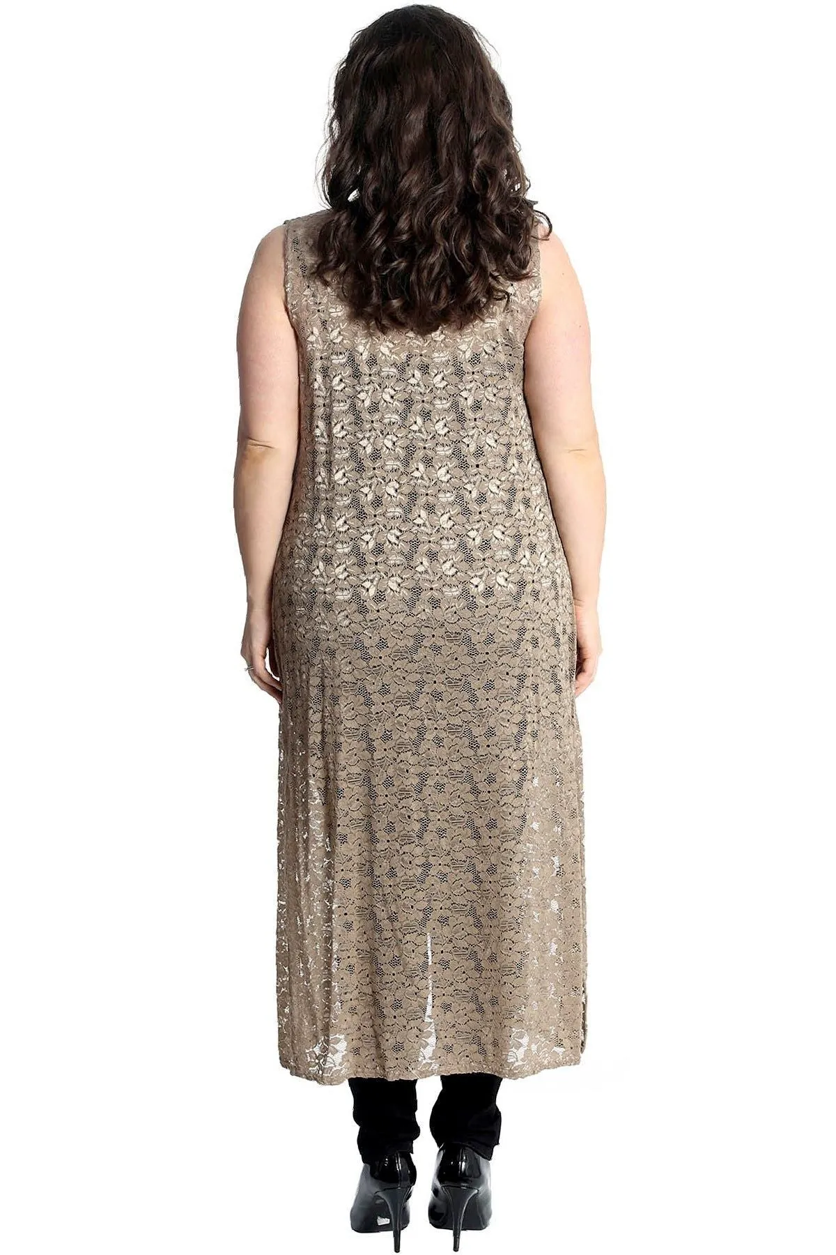 Floral Lace Open Top Long Cardigan