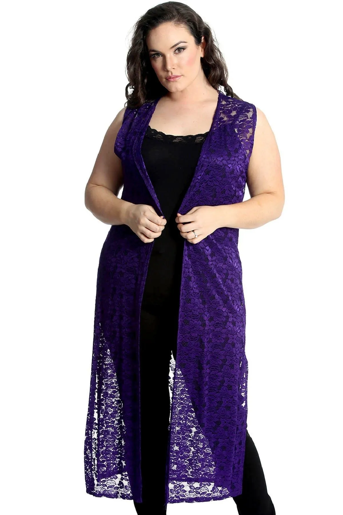 Floral Lace Open Top Long Cardigan