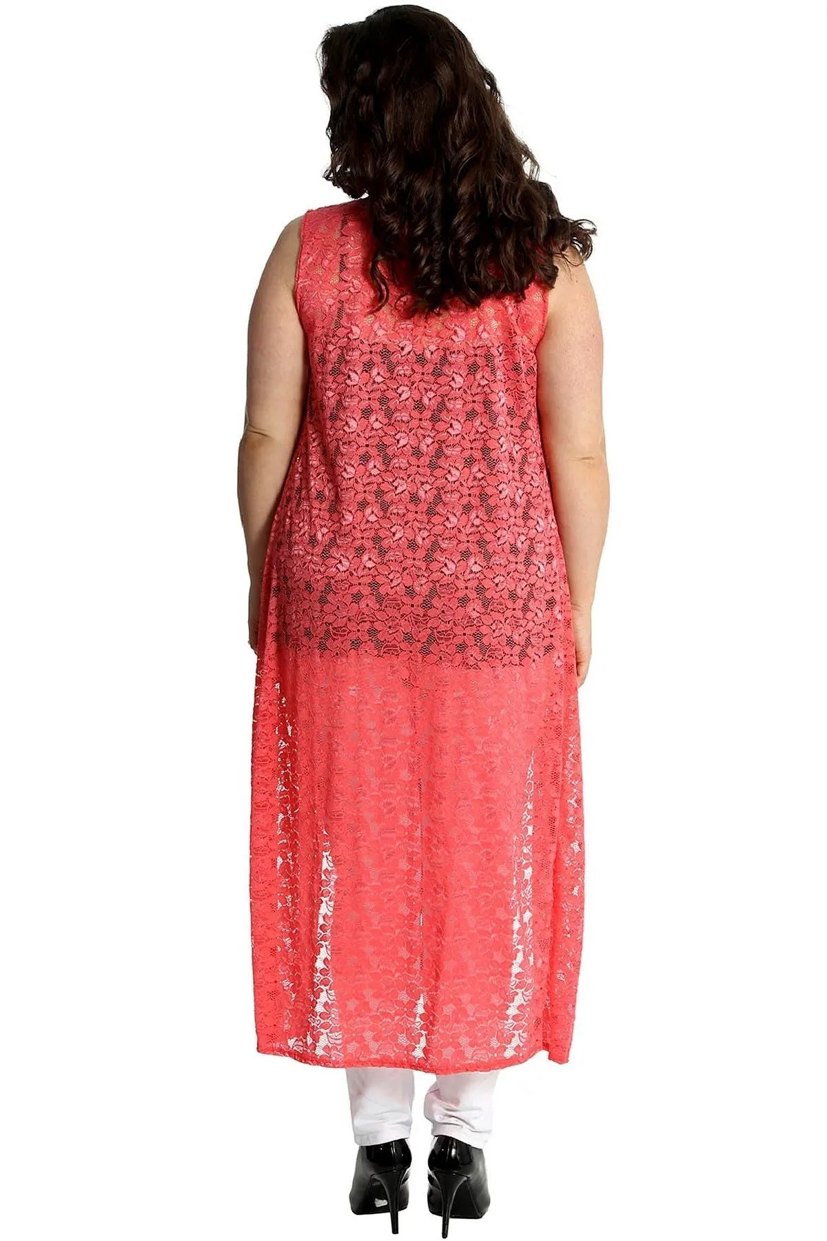 Floral Lace Open Top Long Cardigan
