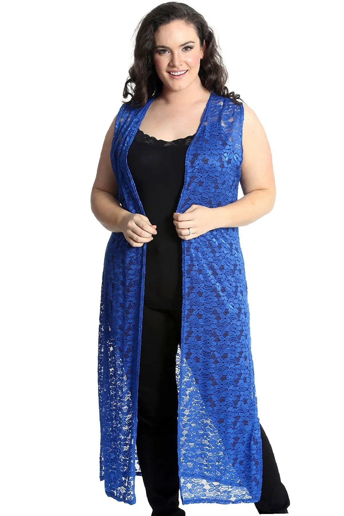 Floral Lace Open Top Long Cardigan