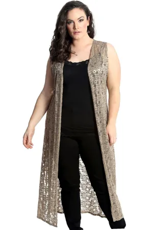 Floral Lace Open Top Long Cardigan