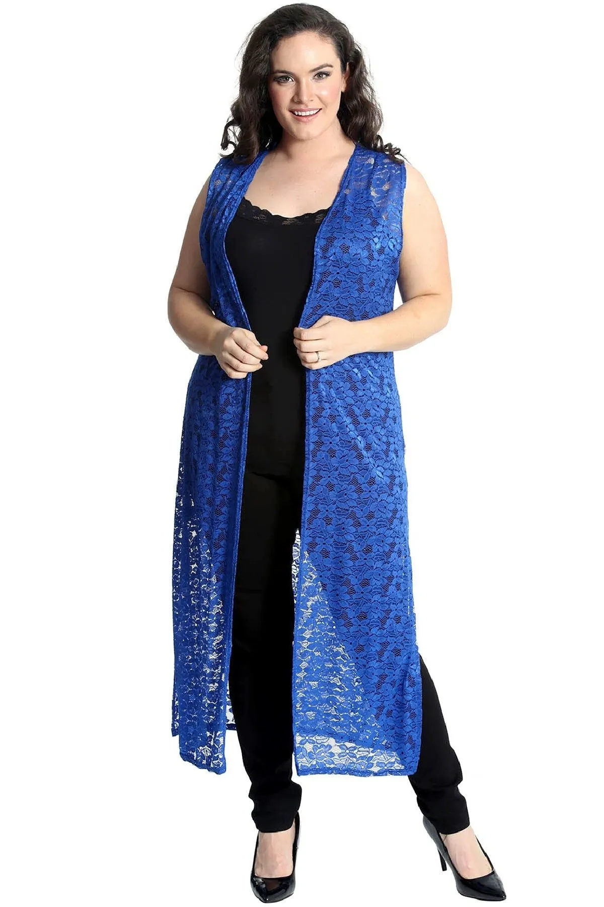 Floral Lace Open Top Long Cardigan