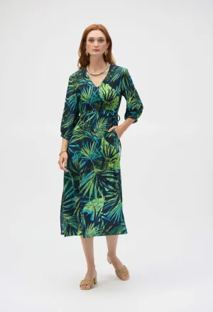 Floral V-neck Belted Dress