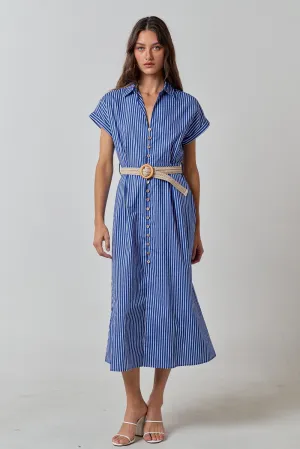 French Riviera Belted Midi Dress