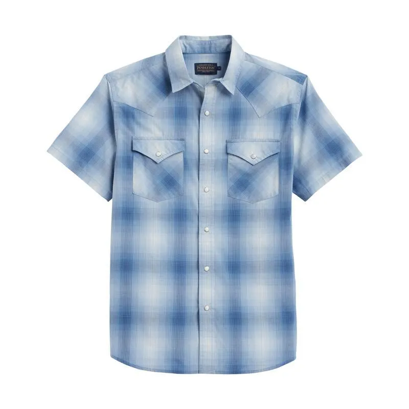 Frontier Shirt Short Sleeve Blue/White Ombre Plaid