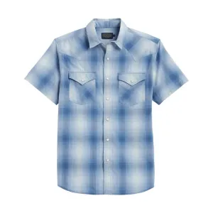 Frontier Shirt Short Sleeve Blue/White Ombre Plaid