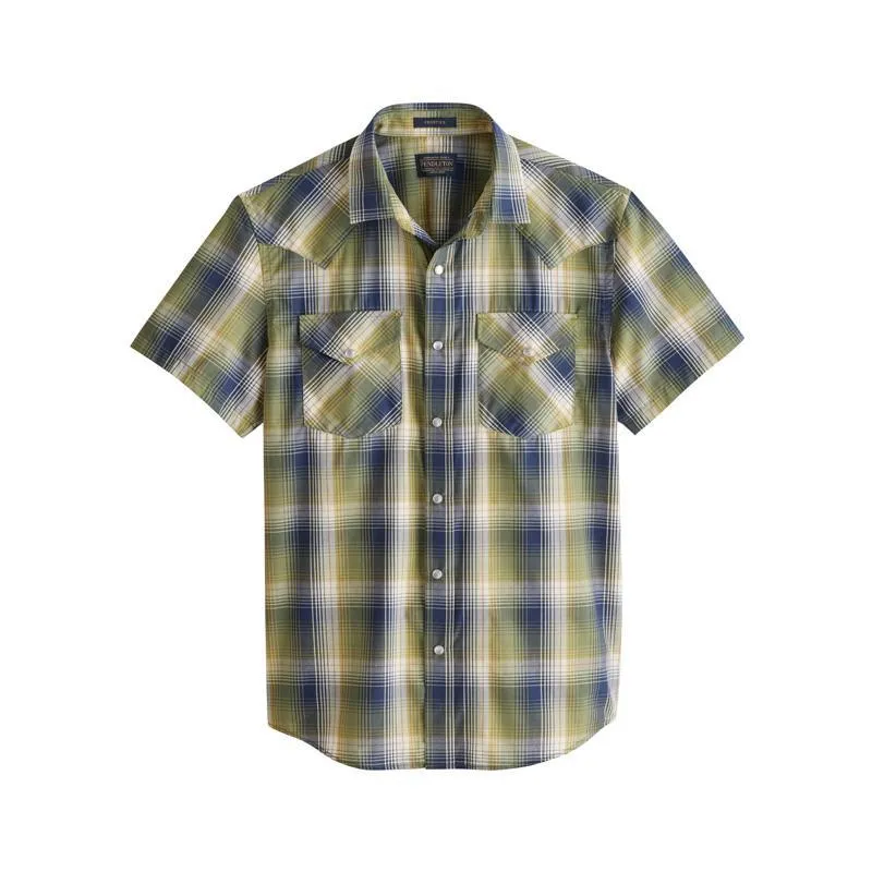 Frontier Short Sleeve Cotton Shirt Green/Navy/Plaid
