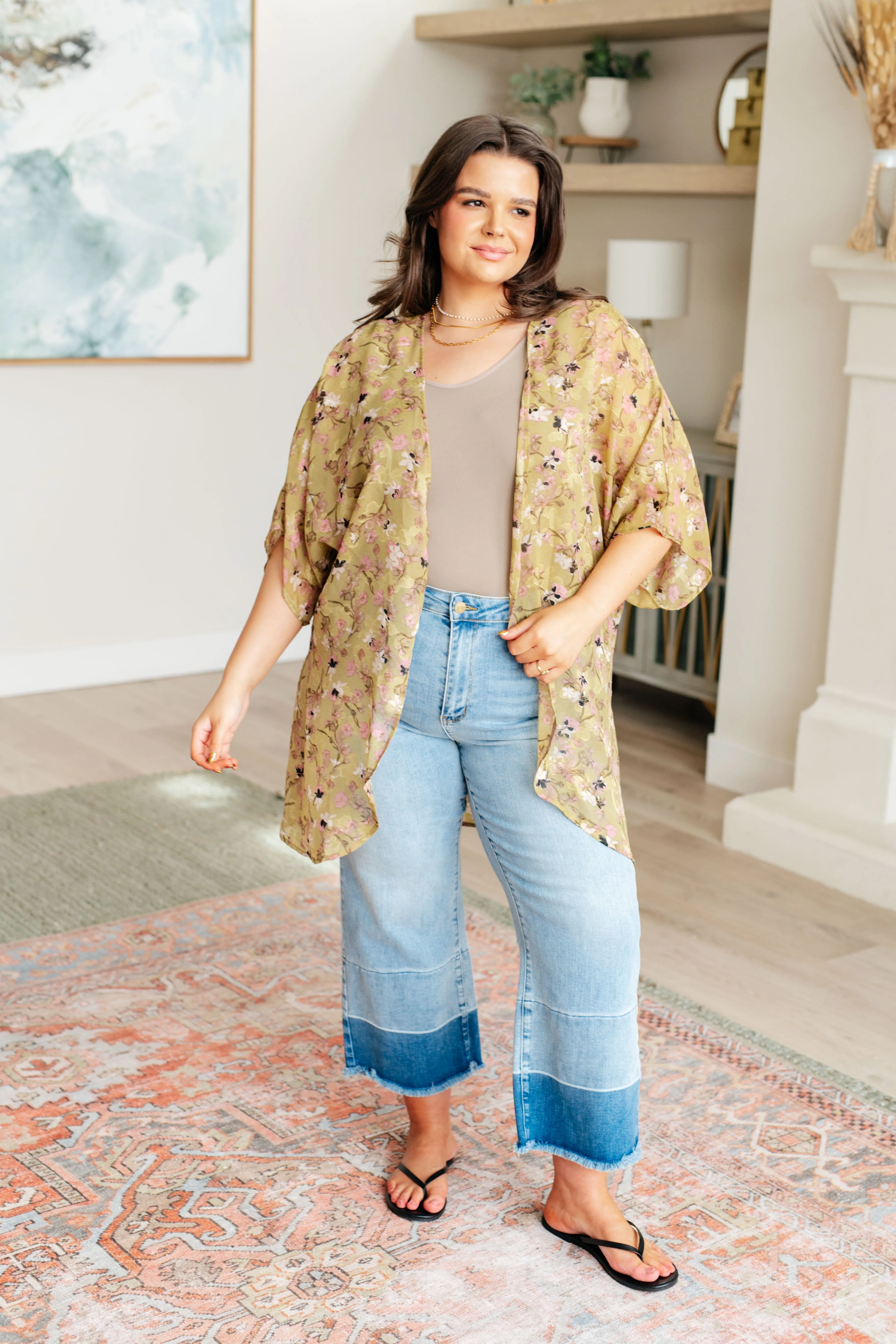 Go Anywhere Beige Floral Kimono