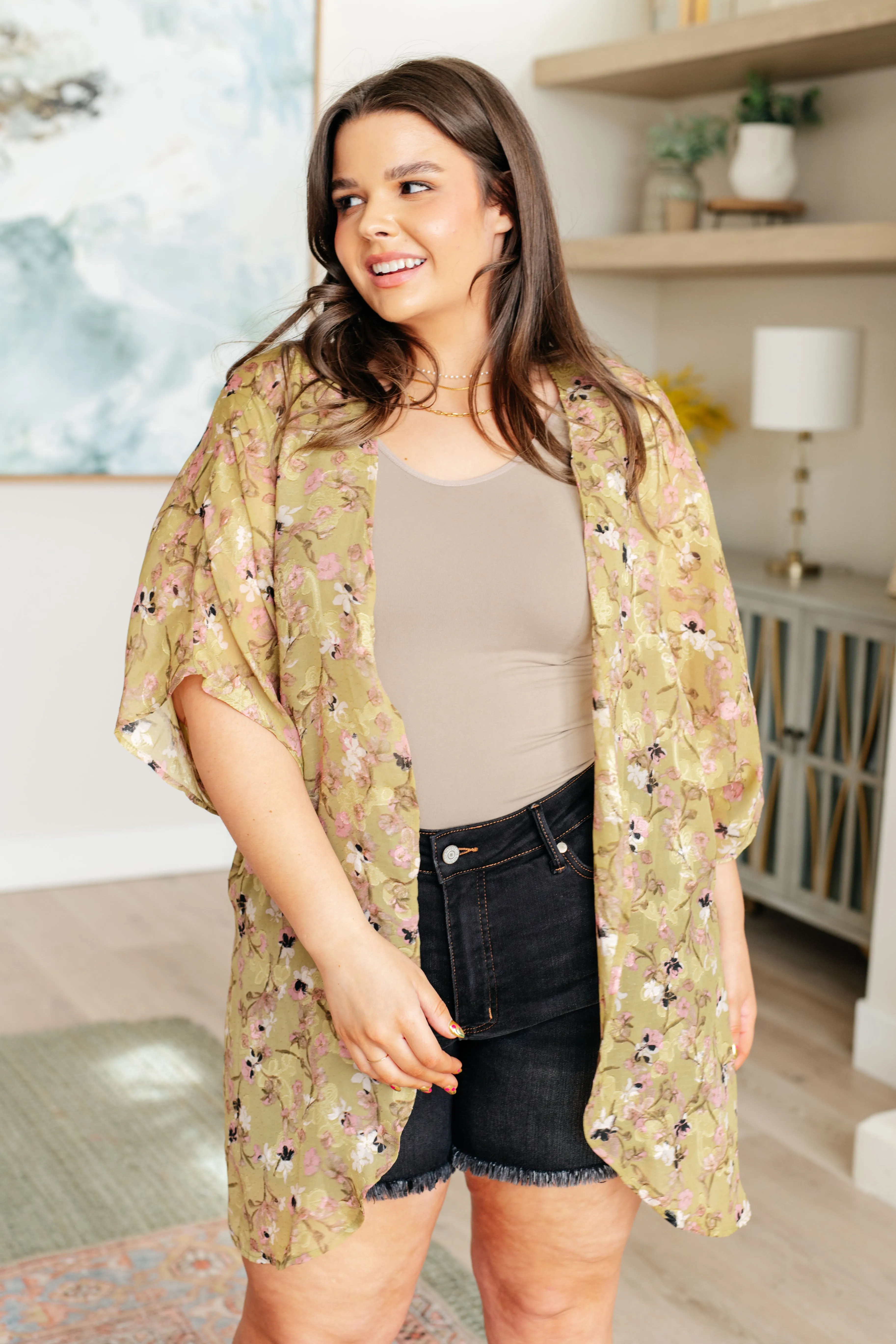 Go Anywhere Beige Floral Kimono
