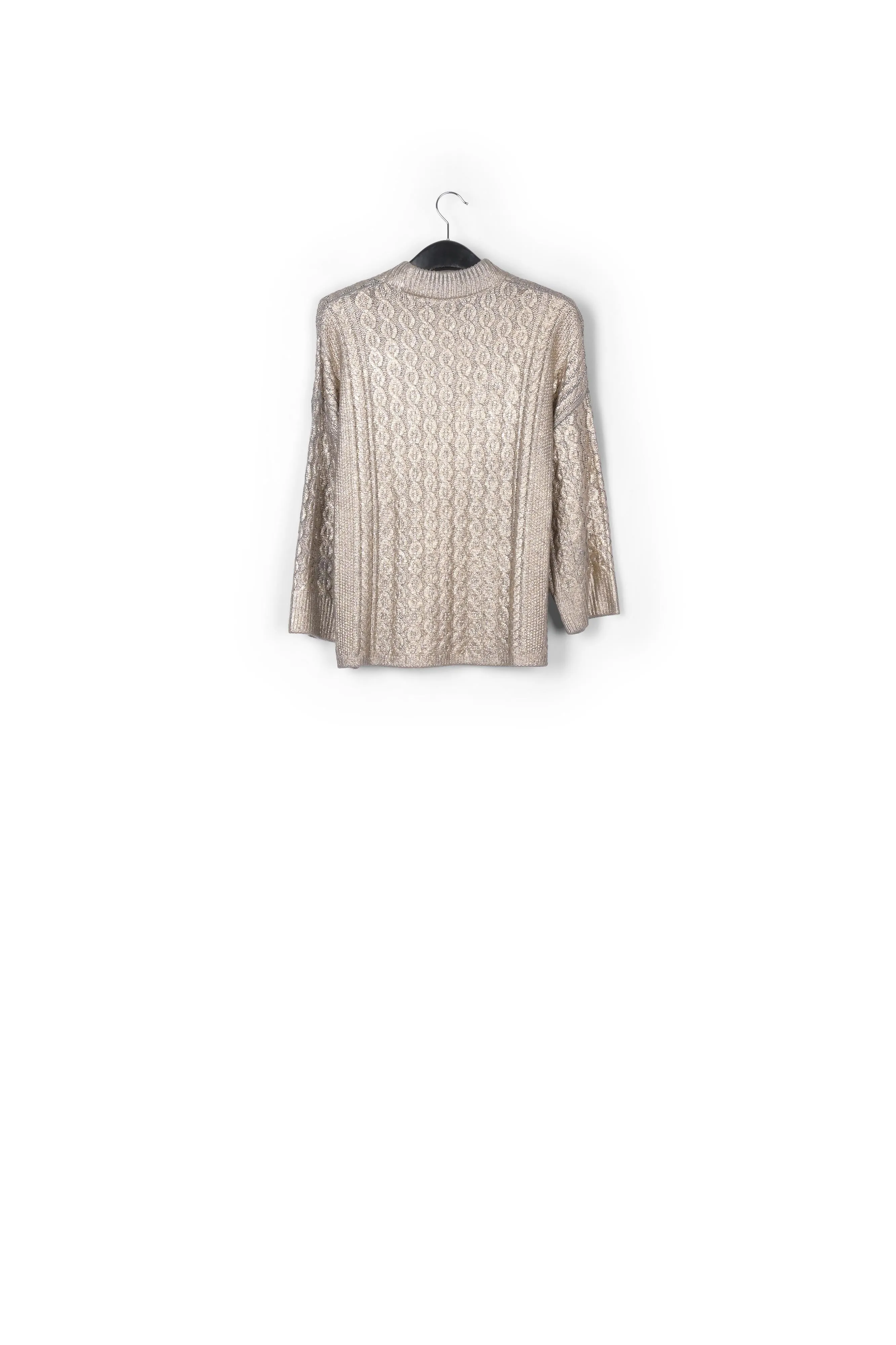 Gold metallic cable-knit sweater
