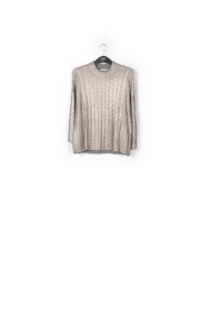 Gold metallic cable-knit sweater