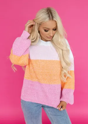 Got Me Pink Colorblock Sweater