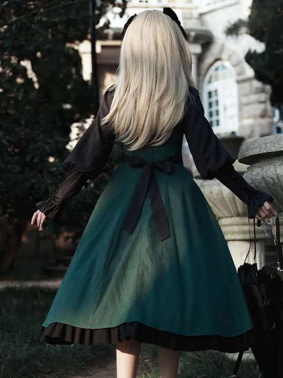 Gothic Lolita Dresses Ruffles Bows Dark Green Dark Green