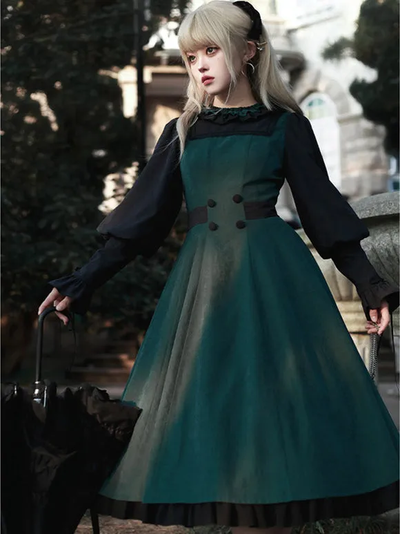 Gothic Lolita Dresses Ruffles Bows Dark Green Dark Green