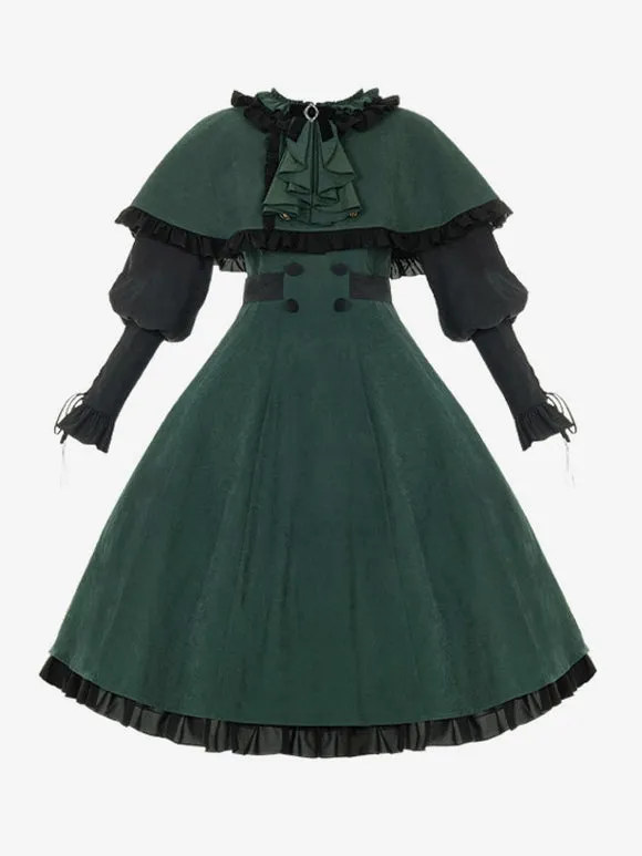 Gothic Lolita Dresses Ruffles Bows Dark Green Dark Green