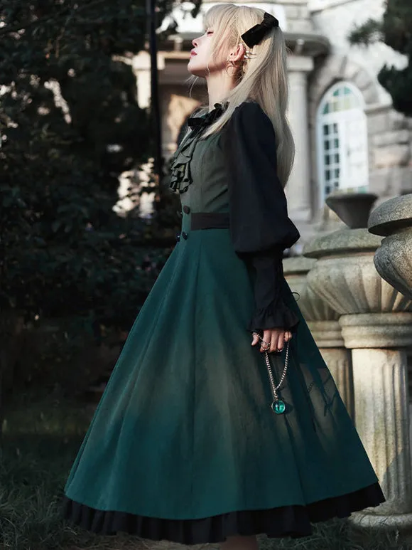 Gothic Lolita Dresses Ruffles Bows Dark Green Dark Green