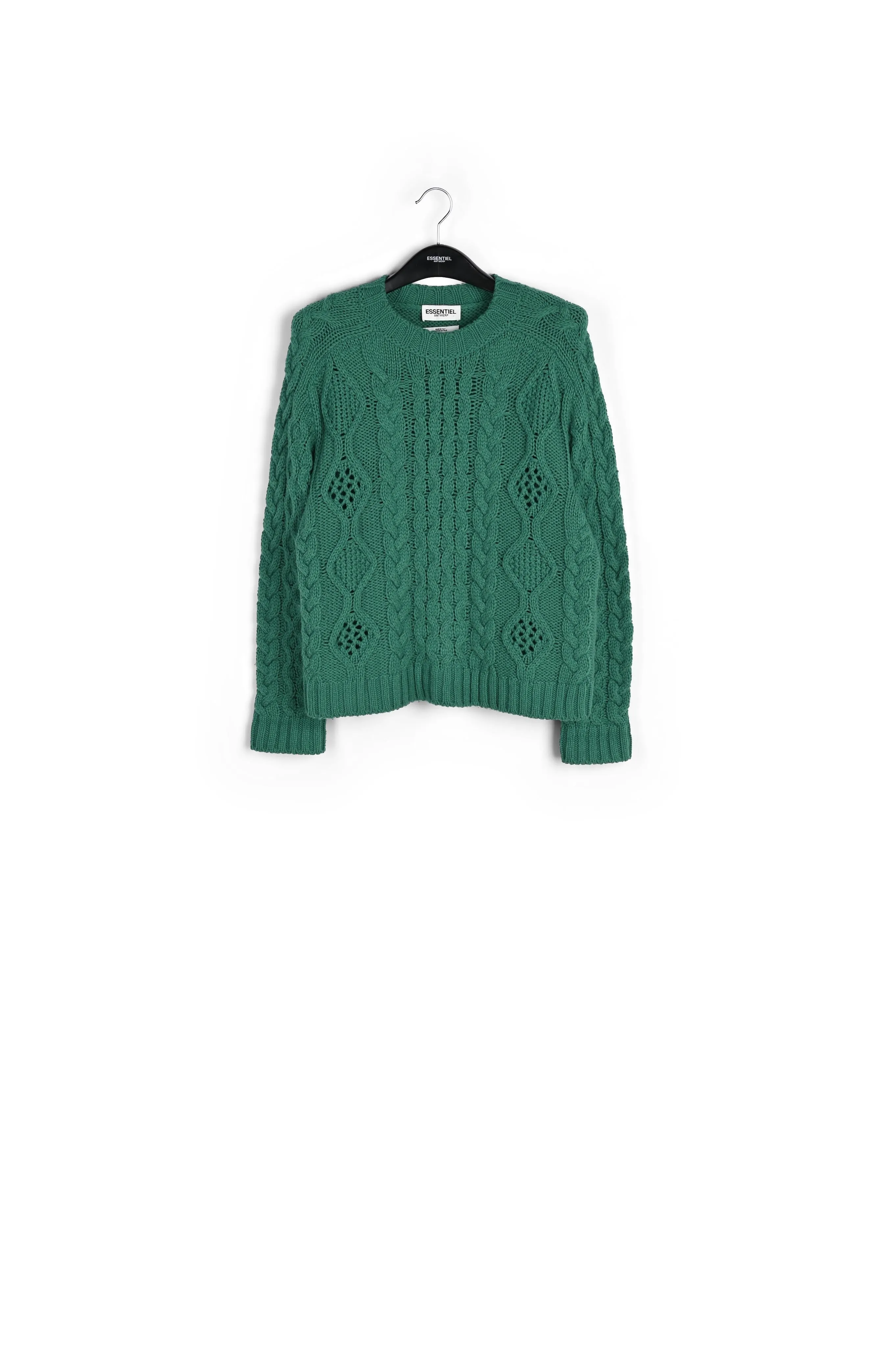 Green cable-knit wool-blend sweater