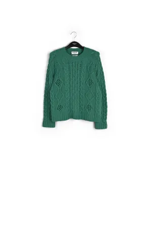Green cable-knit wool-blend sweater
