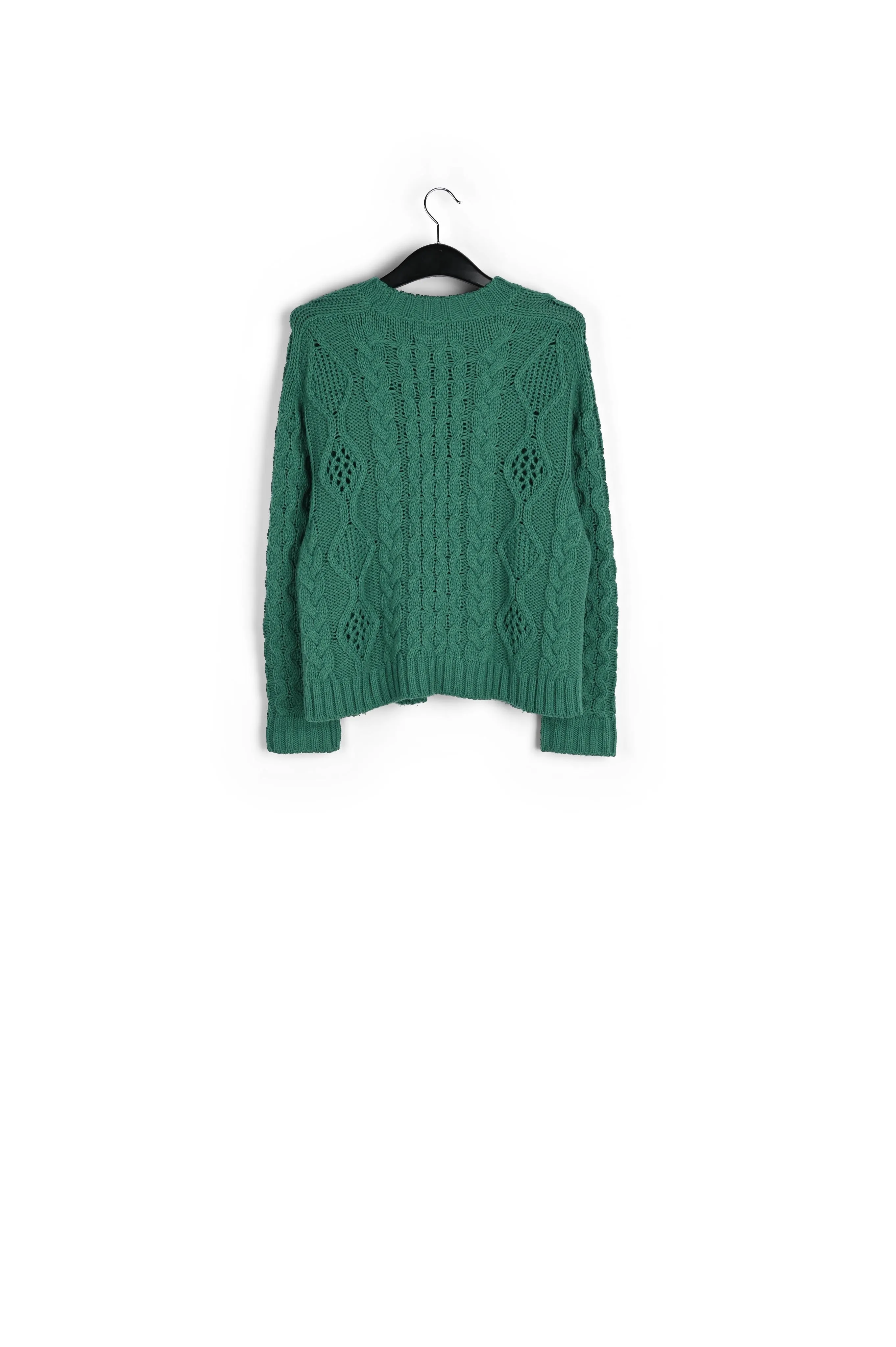 Green cable-knit wool-blend sweater