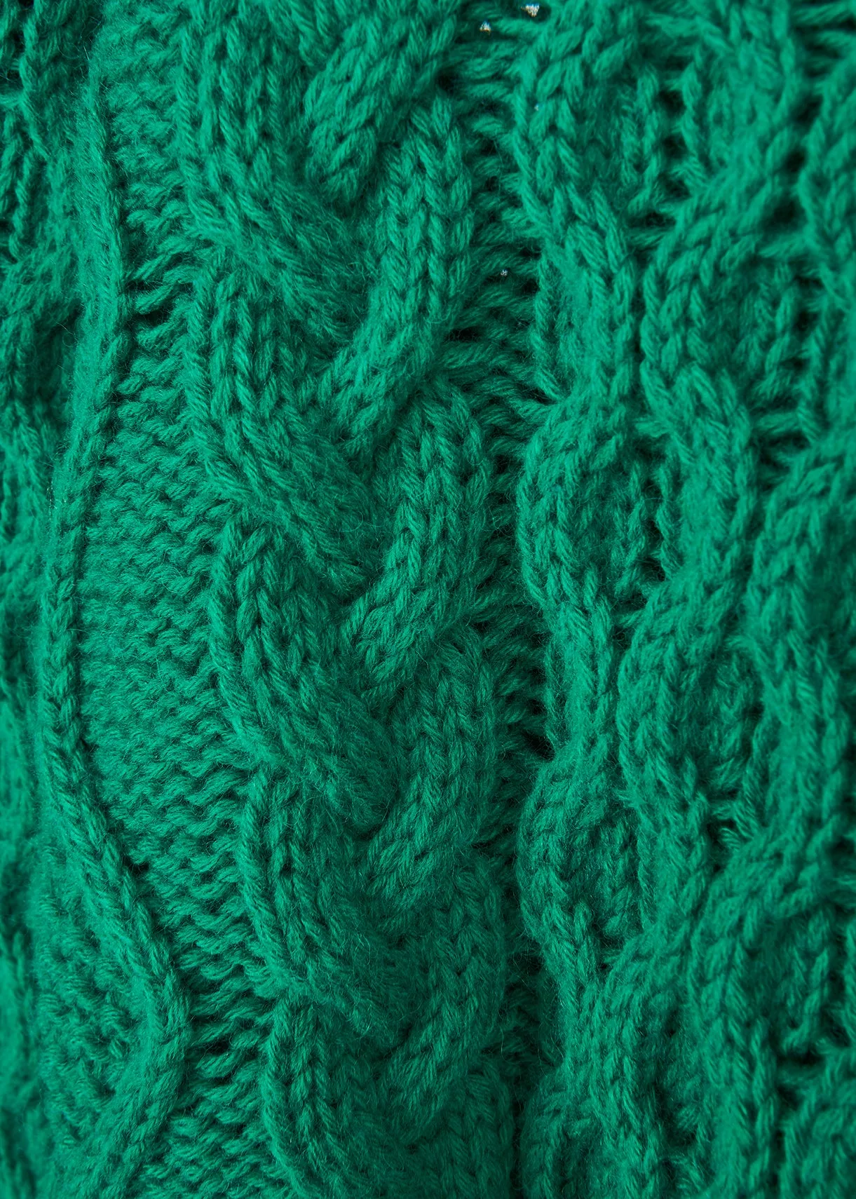 Green cable-knit wool-blend sweater