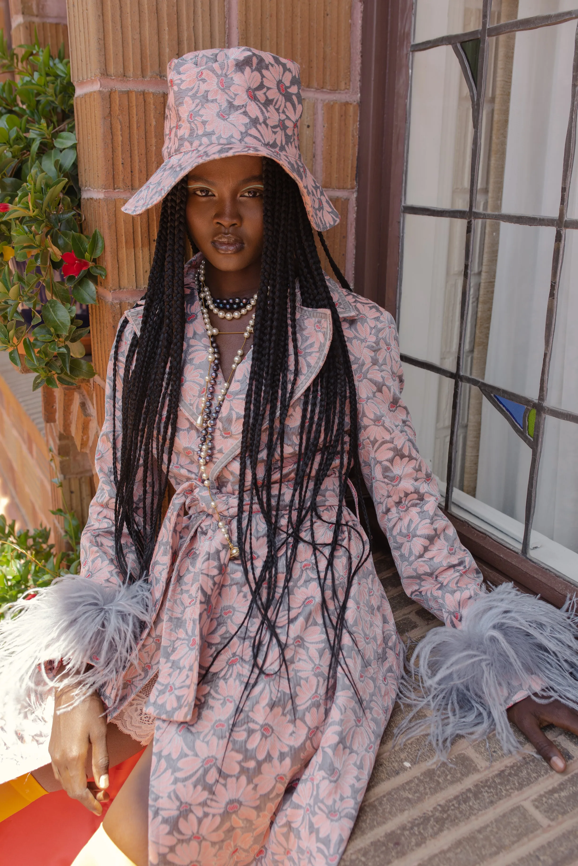 Grey Jacqueline Coat №22 With Detachable Feathers Cuffs