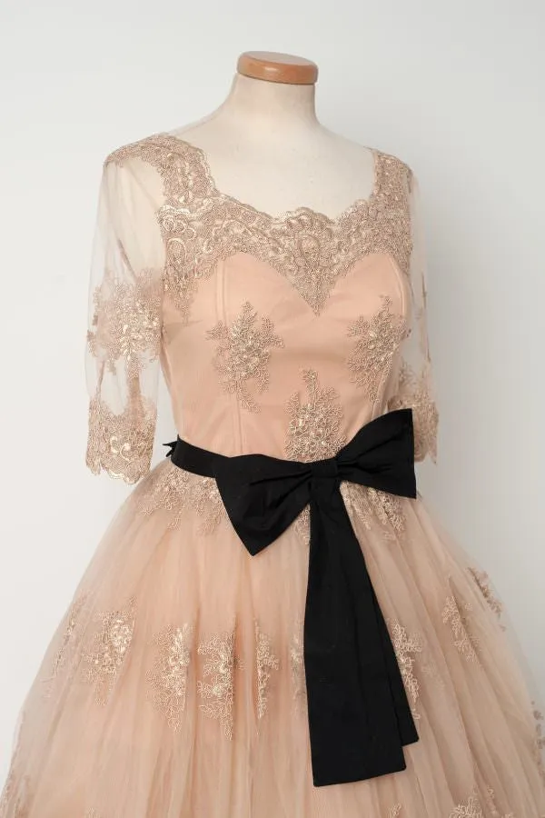 Half Sleeves Tulle Applique Lovely Affordable Short Homecoming Dresses, BG51603