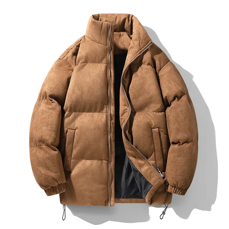 High-quality men's suede parka with collar
