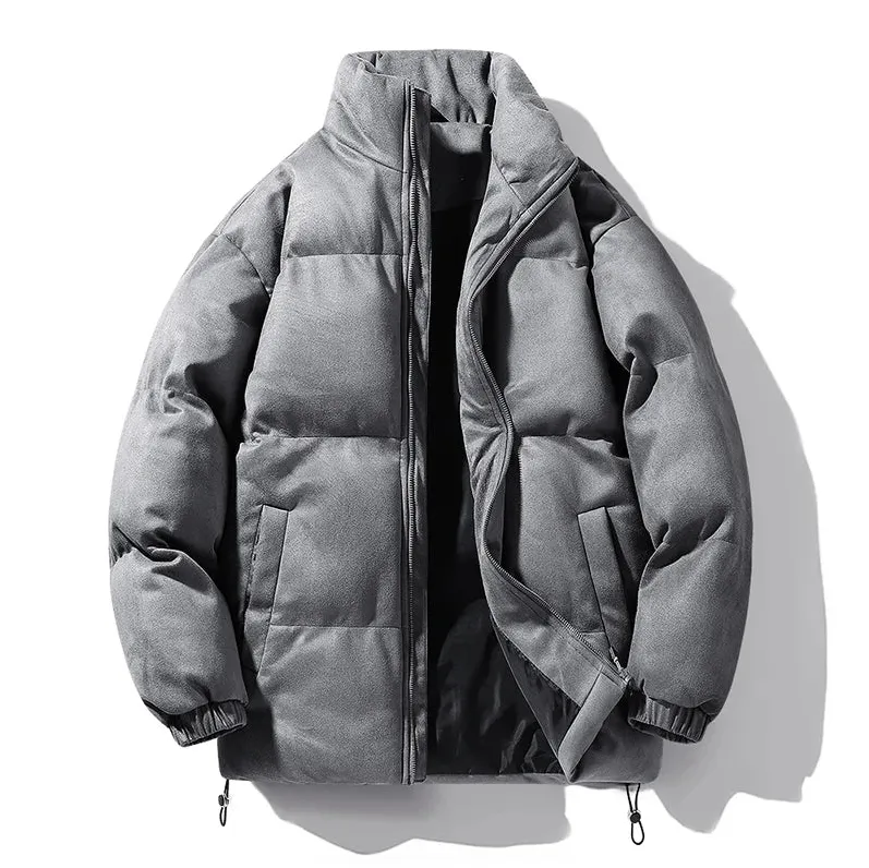 High-quality men's suede parka with collar