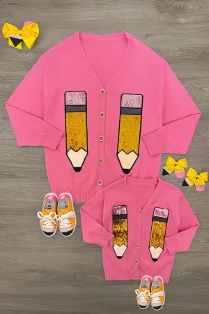 Hot Pink Sequin Pencil Cardigan