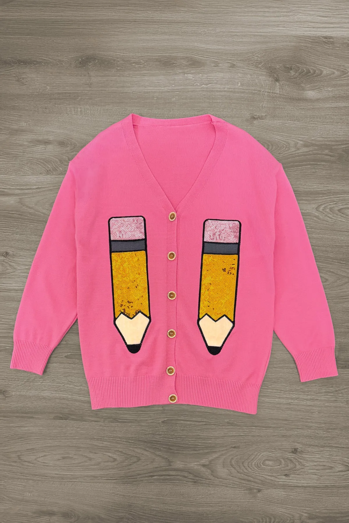 Hot Pink Sequin Pencil Cardigan