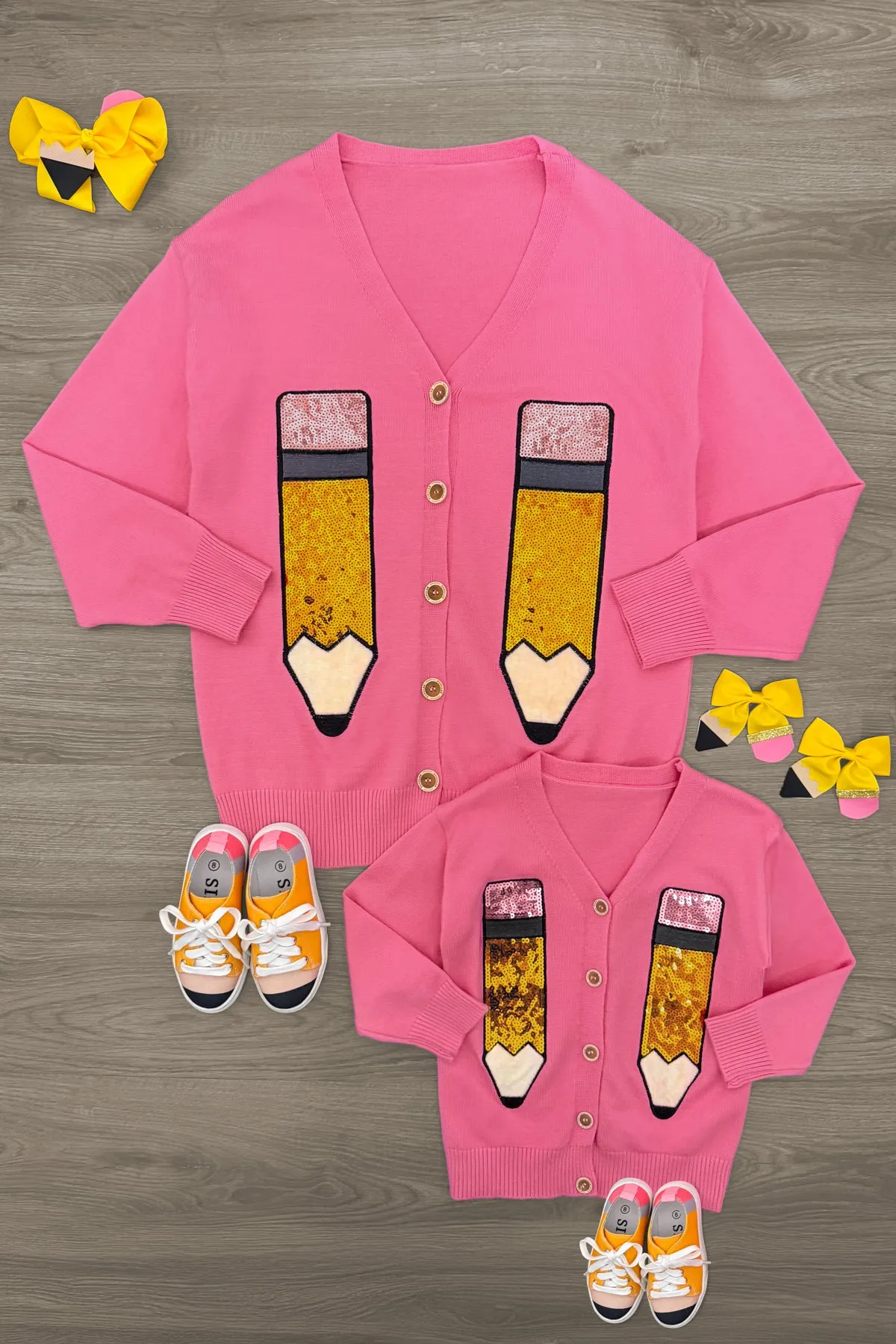 Hot Pink Sequin Pencil Cardigan