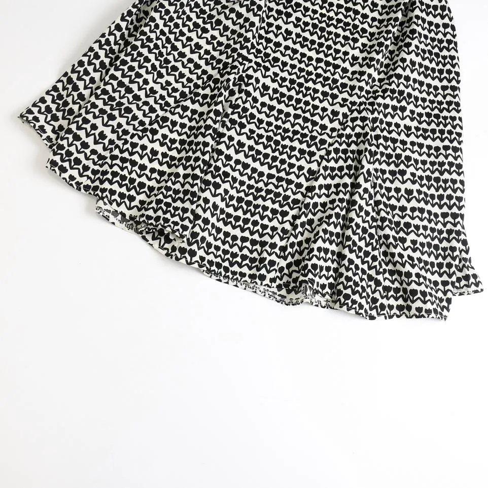 Houndstooth Printed French Mid-Length Chiffon Dress
