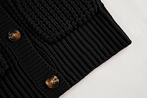 Imily Bela Girls' Black Knit Cardigan with Pockets