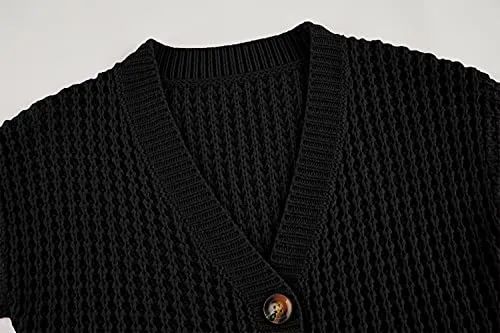 Imily Bela Girls' Black Knit Cardigan with Pockets