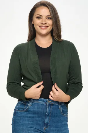 ITJ5731-PLUS | Cardigans | Junior Plus Open Front Shrug Knit Bolero Cardigan
