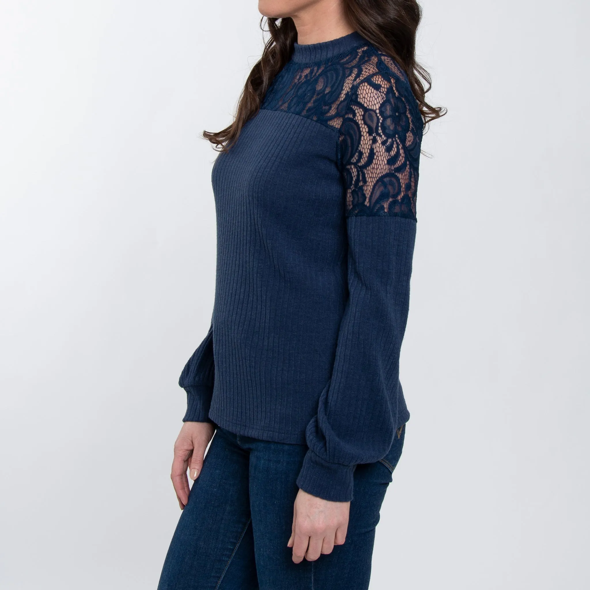 Jaylyn Ribbed Bishop Sleeve Top