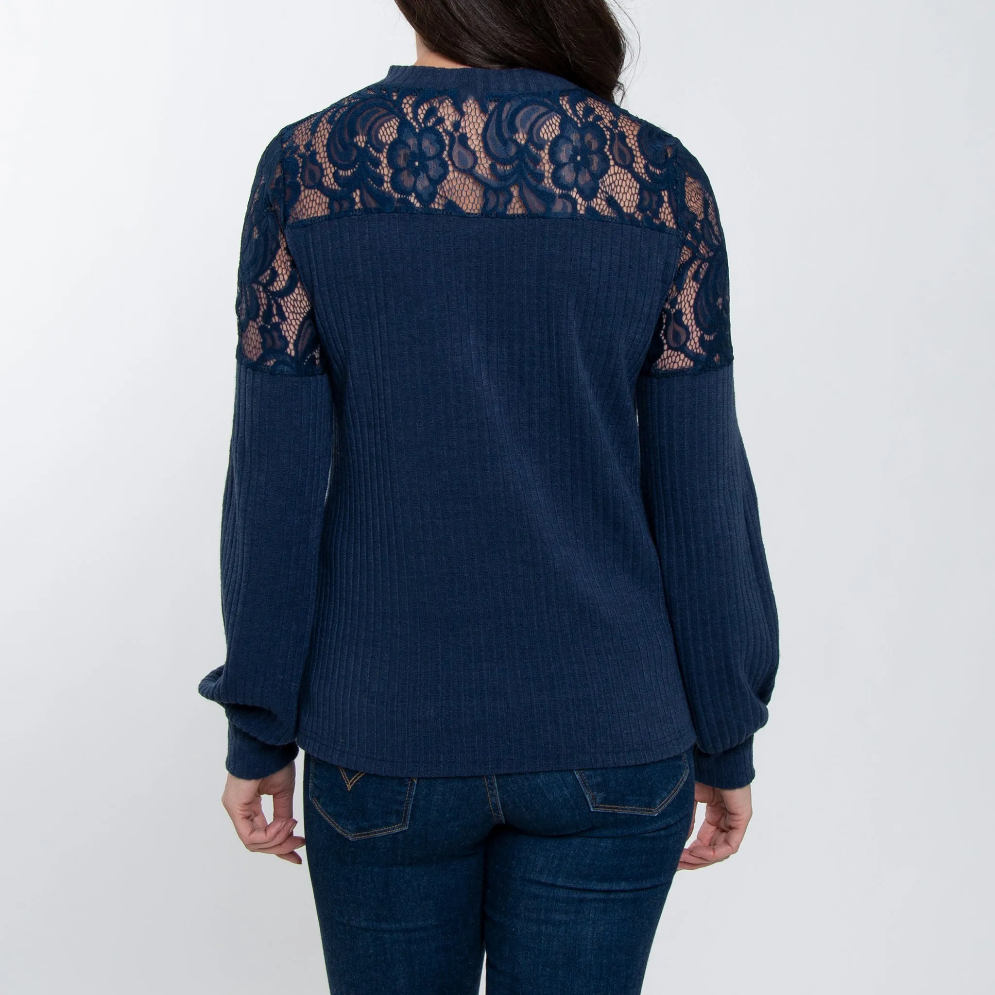 Jaylyn Ribbed Bishop Sleeve Top