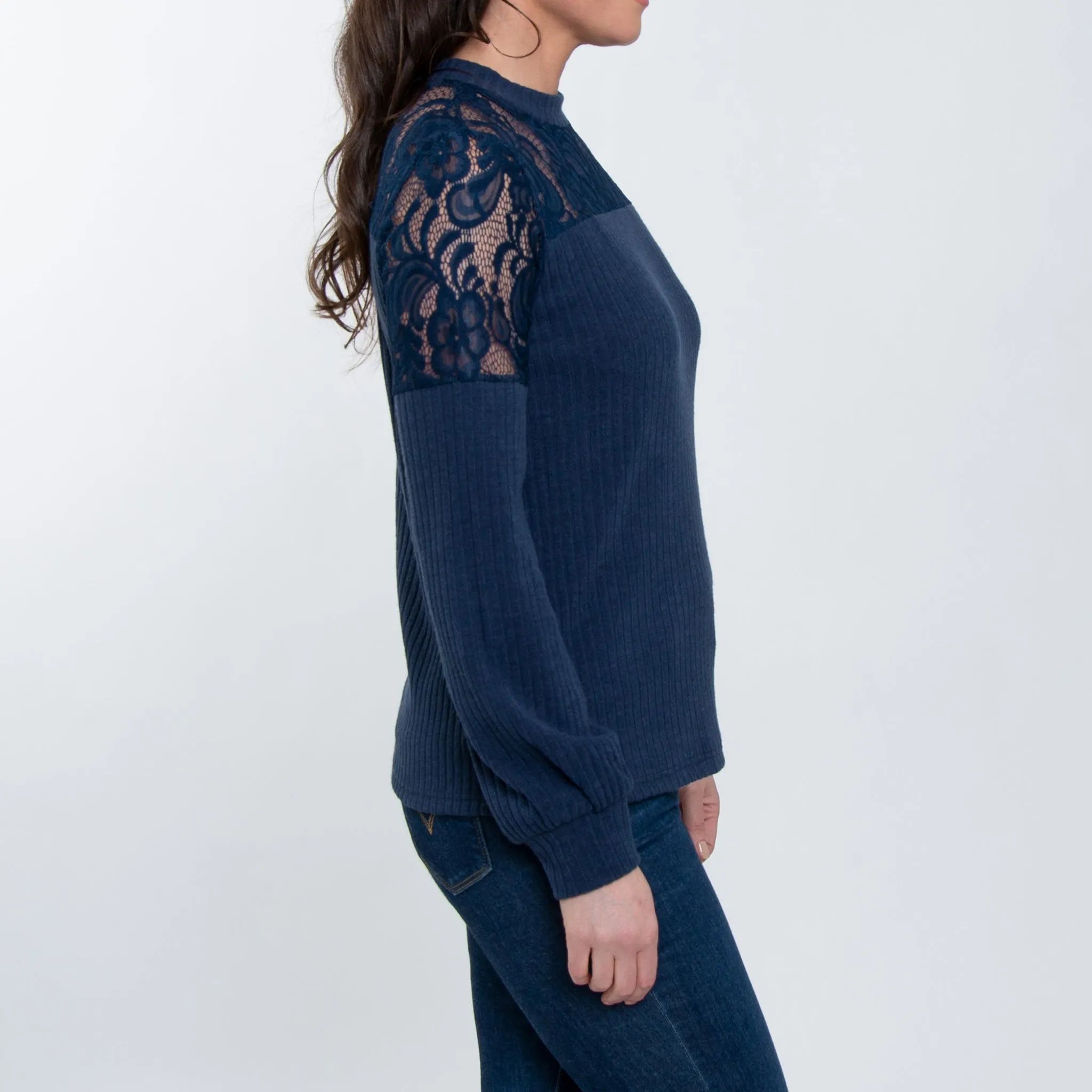 Jaylyn Ribbed Bishop Sleeve Top