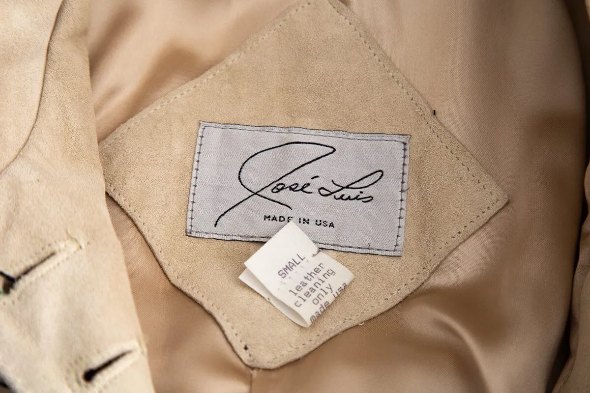 Josie Fuis Beige Suede Embroidered Jacket SZ S