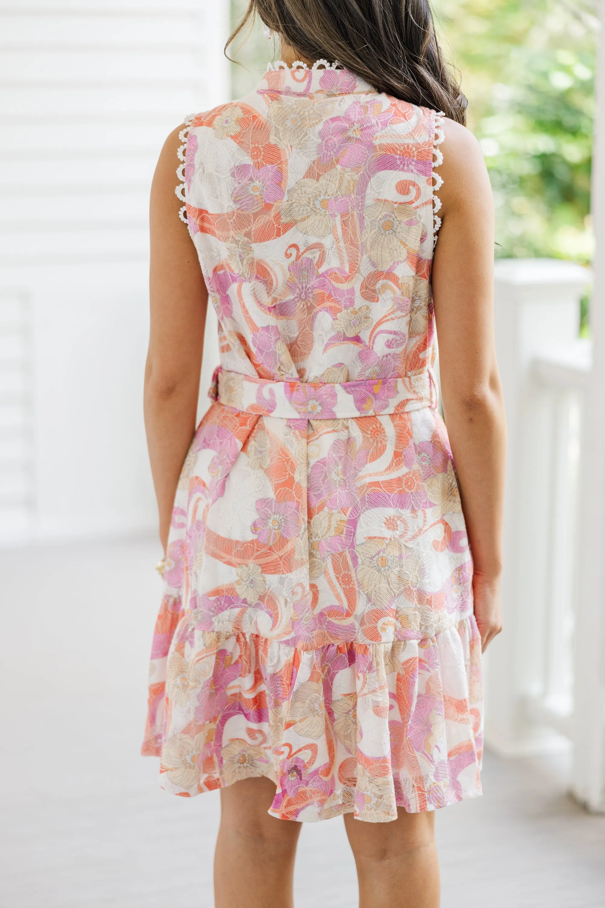 Just You Wait Orange Embroidered Floral Dress