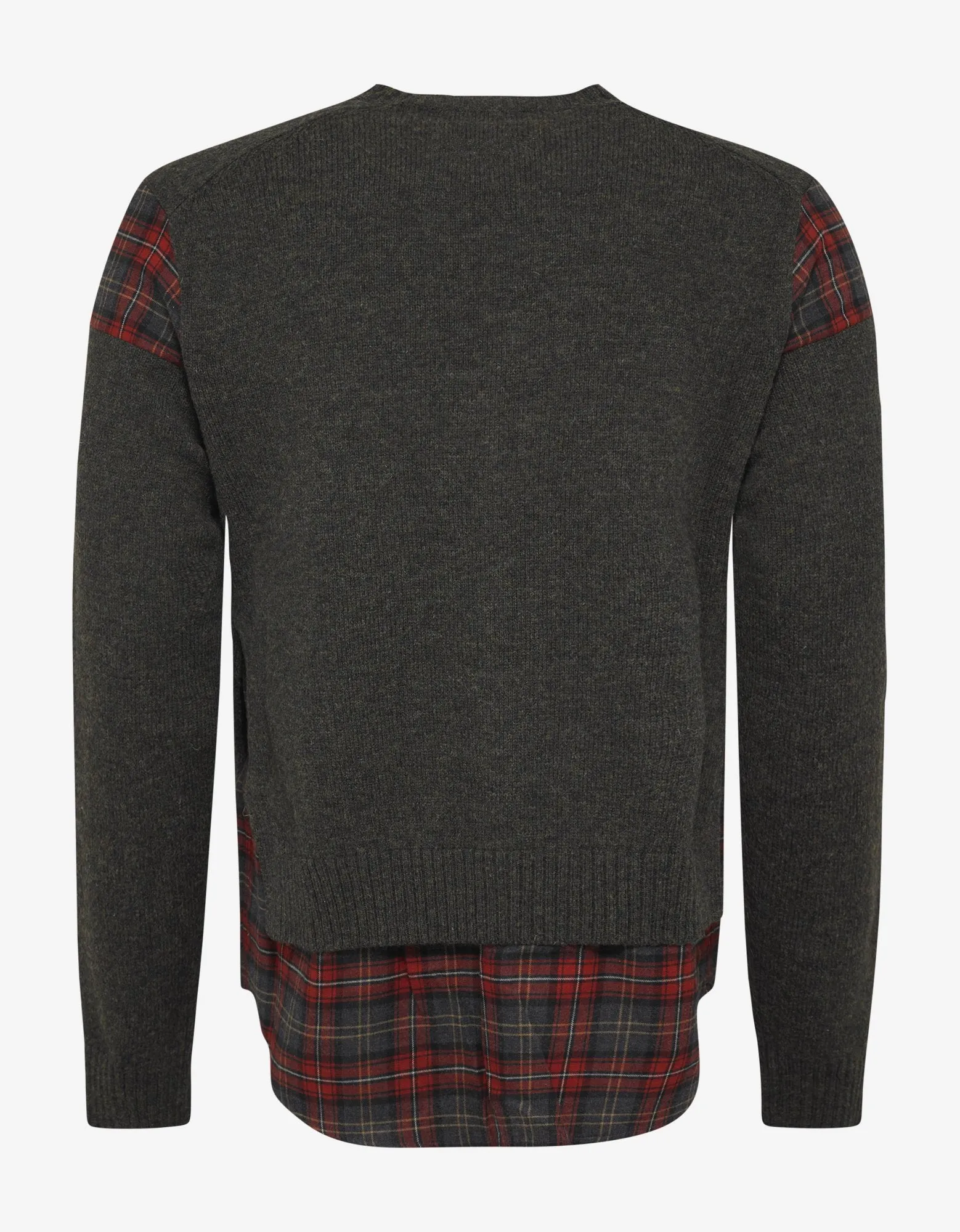 Khaki Sweater with Plaid Inserts